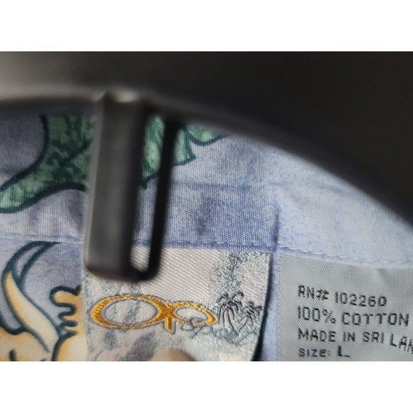 OP Sport Hawaiian Shirt Mens L Short Sleeve Pastel Blue Floral Tropical - Picture 6 of 6